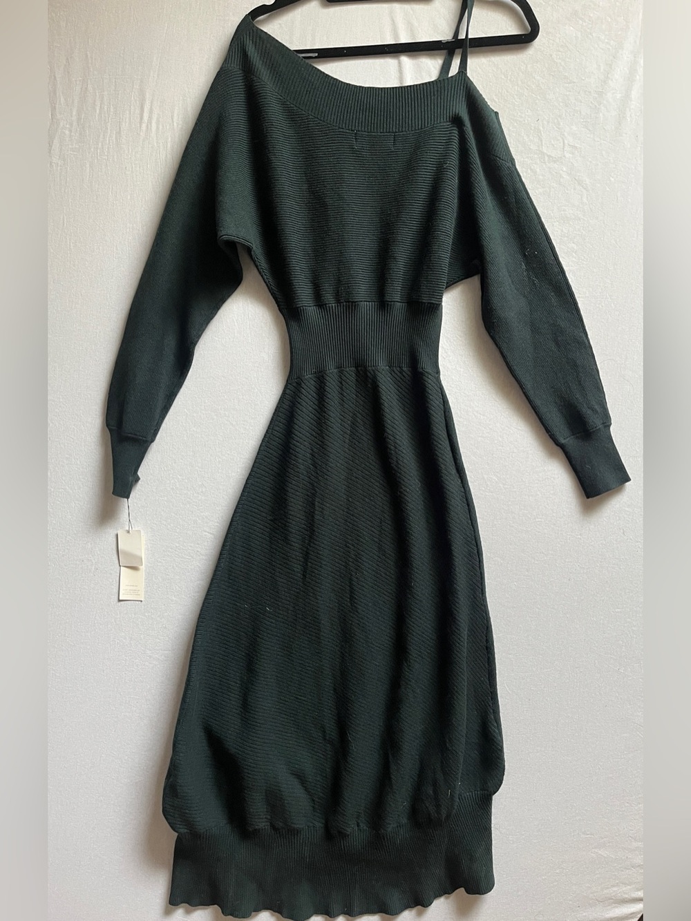 Snidel Ribbed Knit Off Shoulder Long Sleeve Midi Dress S